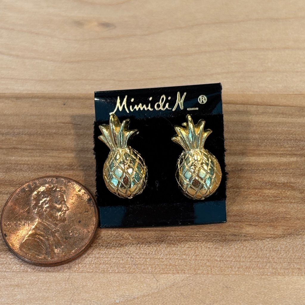 Mimidin Gold Tone Pineapple Fashion Earrings Mimidin Gold Tone Pineapple Fashion Earrings